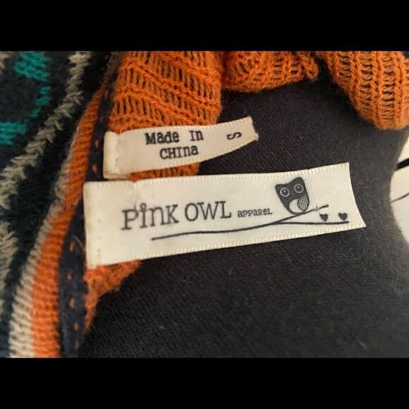 Pink Owl Navy Western Style Open Front Cardigan. - Picture 6 of 6